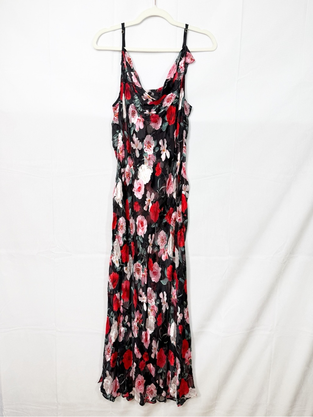Victoria’s Secret Atelier Noir Burnout Satin Silk Plunge Gown Maxi Slip Chemise - Picture 2 of 14